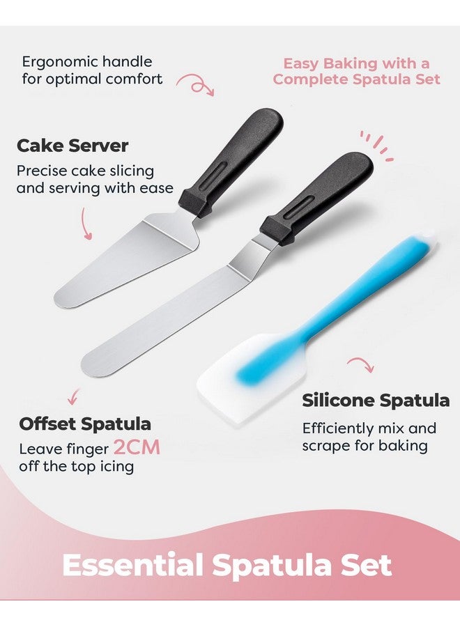 Kootek Aluminium Cake Turntable Set, Baking Tools with Revolving 12" Cake Stand for Decorating, 12.7" Offset Spatula, 3 Stainless Steel Frosting Icing Smoother, Cake Serve Cake Decorating Kit Supplies - Image 5