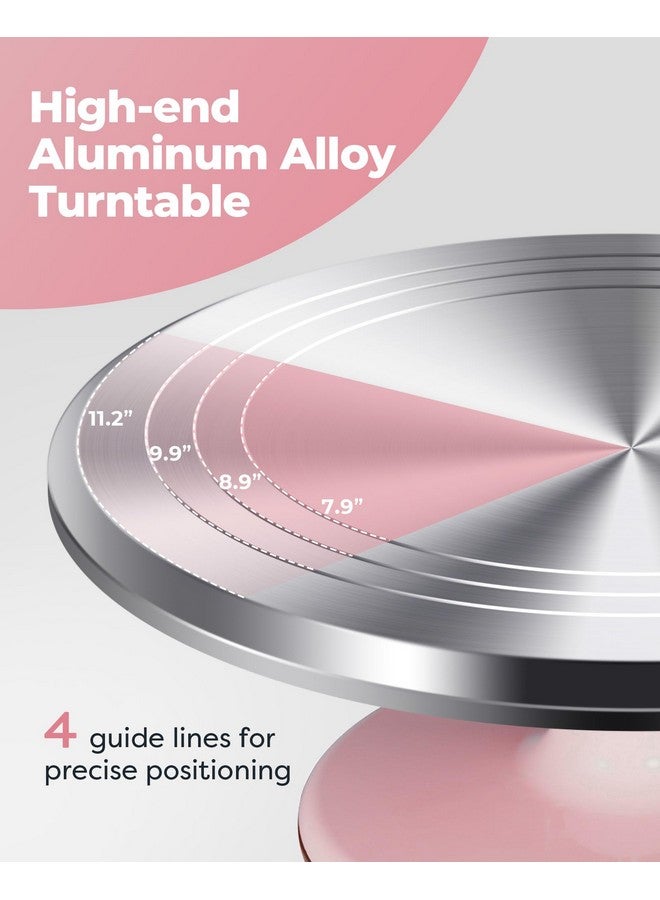 Kootek Aluminium Cake Turntable Set, Baking Tools with Revolving 12" Cake Stand for Decorating, 12.7" Offset Spatula, 3 Stainless Steel Frosting Icing Smoother, Cake Serve Cake Decorating Kit Supplies - Image 2