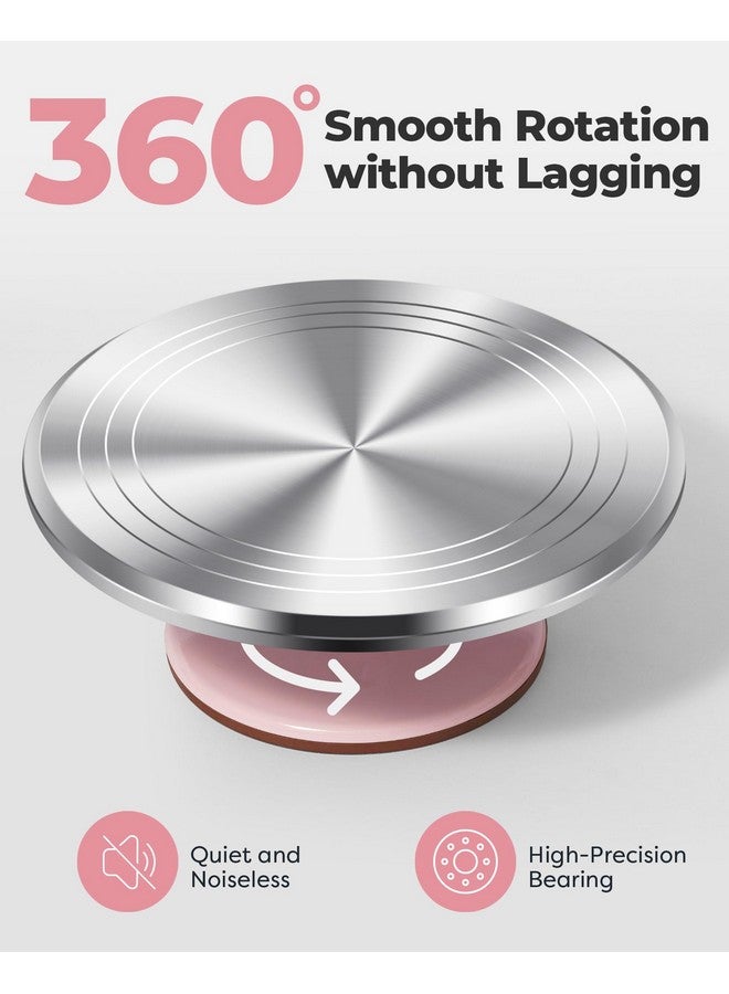 Kootek Aluminium Cake Turntable Set, Baking Tools with Revolving 12" Cake Stand for Decorating, 12.7" Offset Spatula, 3 Stainless Steel Frosting Icing Smoother, Cake Serve Cake Decorating Kit Supplies - Image 3