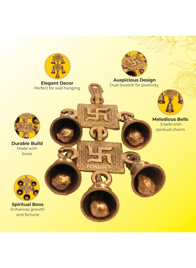 POSHIFY Auspicious Swastik Wall Hanging,Toran, Wall Hanging with Bells, Good Luck Charm, Prosperity Symbol, Home Decor, Spiritual Growth, Vastu Correction, Hindu Decor, Door Hanging - Image 4