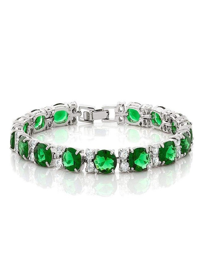 ZIVOM® Tennis Emeral Green Cubic Zirconia American Diamond Bracelet For Women - Image 1