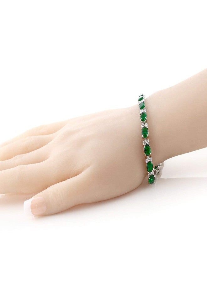 ZIVOM® Tennis Emeral Green Cubic Zirconia American Diamond Bracelet For Women - Image 4
