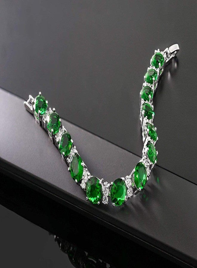ZIVOM® Tennis Emeral Green Cubic Zirconia American Diamond Bracelet For Women - Image 2