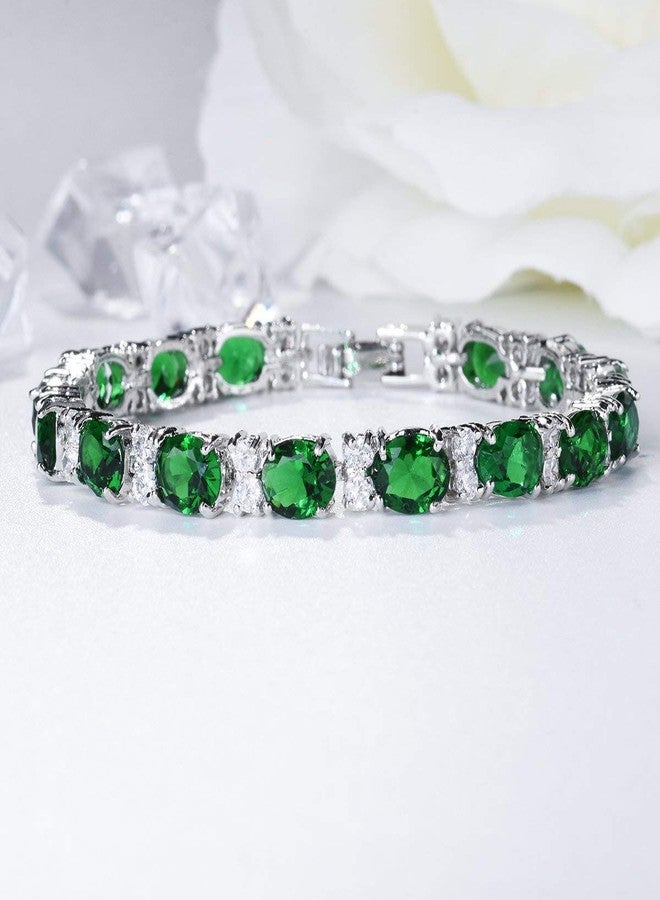 ZIVOM® Tennis Emeral Green Cubic Zirconia American Diamond Bracelet For Women - Image 5