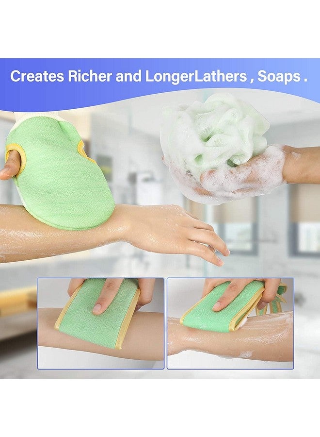 LYDL 3PCS Bathing Exfoliating Set Back Scrubber,Sponge Loofah Ball,Loofah Glove|Double Side Scrubbing Strap|Dead Skin Remove Body Scrubs for Men&Women for Skin Deep Cleaning (Random Color) (Pack of 1) - Image 5