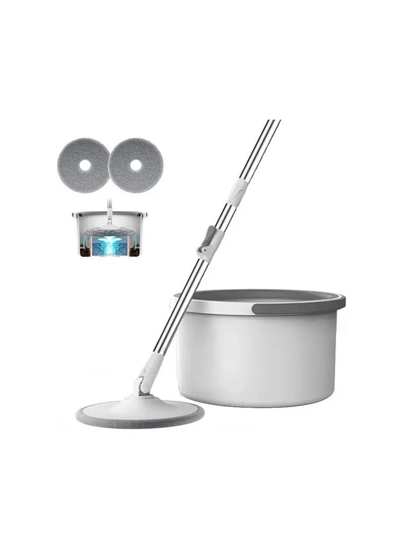 360° Flat Spin Mop and Bucket Set with Dual Water Separation System – Includes 2 Microfiber Pads for Easy Cleaning 