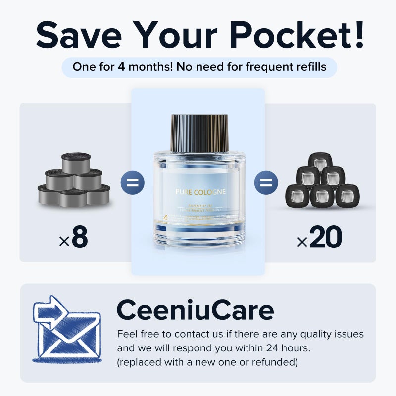 ceeniu معطرات هواء السيارة من سينييو - إعادة تعبئة عطر مخصصة F26/CF12/F39 - 45 مل - يمكن استخدامها لمدة 2~6 أشهر - مصنوعة من مستخلصات نباتية طبيعية - عطر مستورد من فرنسا - 17 رائحة متنوعة متاحة - Image 4