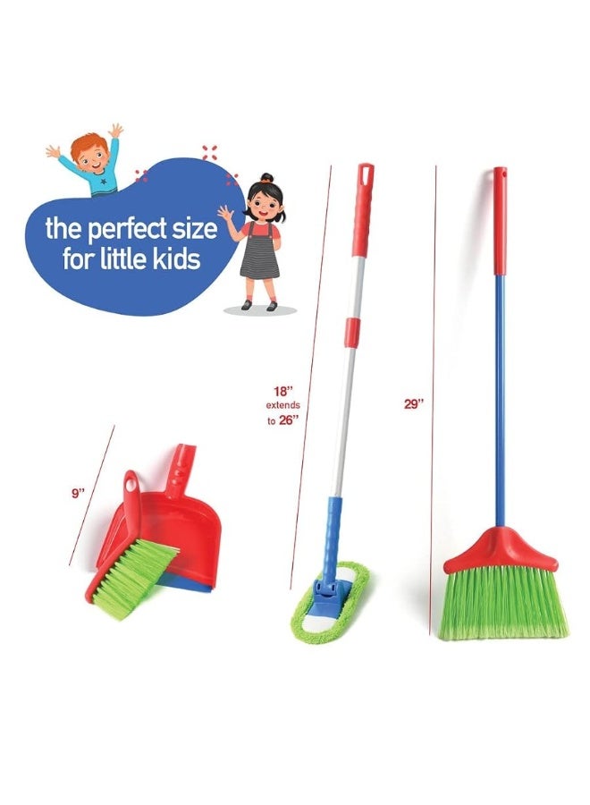 Play22 Kids Cleaning Set 4 Piece - Toy Cleaning Set Includes Broom, Mop, Brush, Dust Pan - Toy Kitchen Toddler Cleaning Set is A Great Toy Gift for Boys & Girls - Image 3