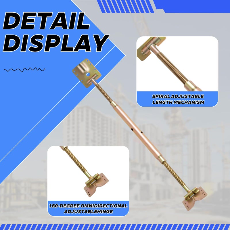 Frienda Adjustable Wall Brace 14"-25" Length Wall Bracing Concrete Turnbuckle Form Aligner Concrete Form Support, Heavy Duty Galvanized Steel, Ends Swivel 180 Degrees - Image 3