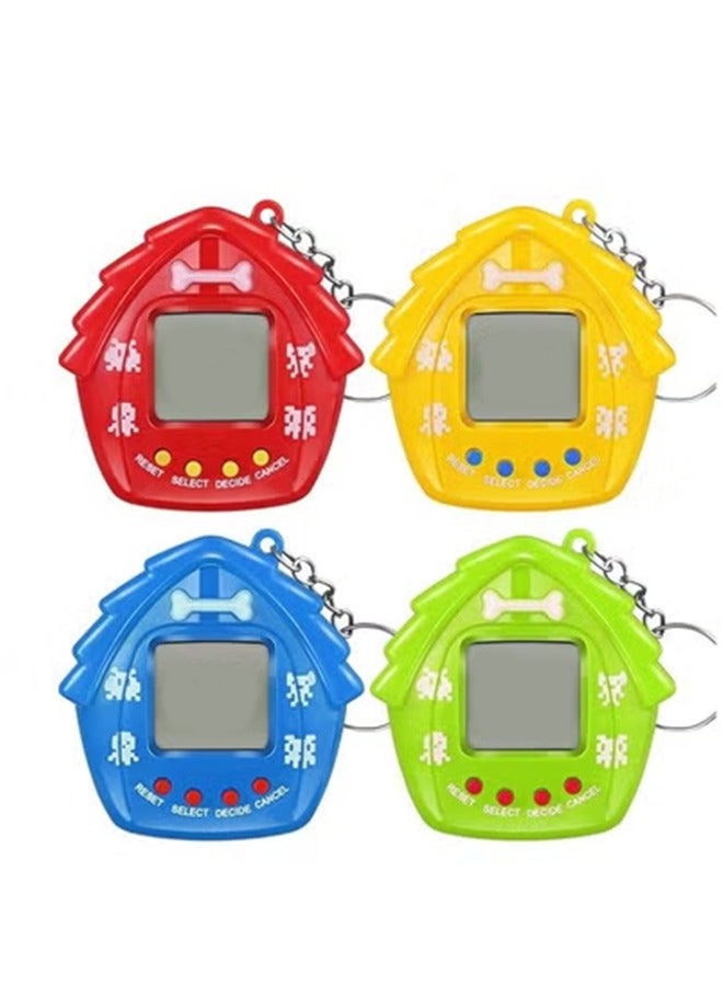 4 Pieces Pet Keychain Electronic Pets Nostalgic Virtual Nano Digital Keyring Retro Handheld Game Machine for Boys Girls Adults, 2.2 x Inch 168 Pets, Red Blue Yellow Green - Image 1
