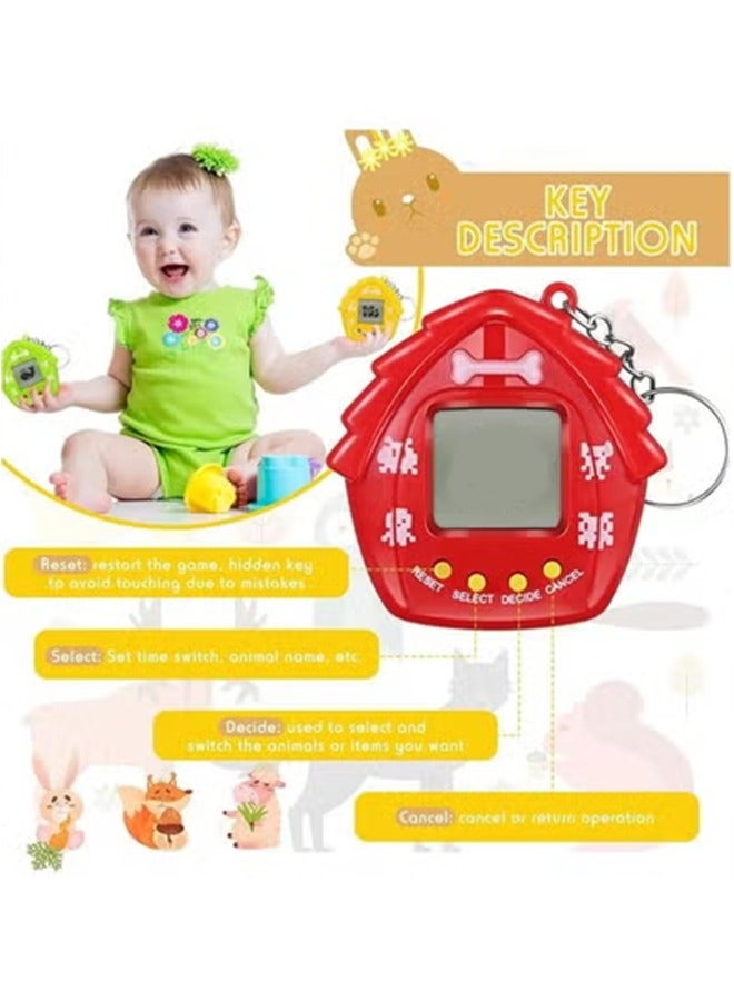 4 Pieces Pet Keychain Electronic Pets Nostalgic Virtual Nano Digital Keyring Retro Handheld Game Machine for Boys Girls Adults, 2.2 x Inch 168 Pets, Red Blue Yellow Green - Image 3