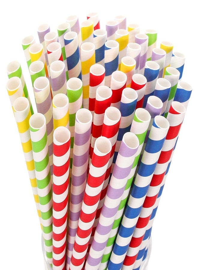 SKYWINS 6 Mm, 100 Pieces Multicolor Paper Straws for Cocktails, Cold Drinks, Juice, and Smoothies | Biodegradable, Eco-Friendly, Compostable, Non-Bendable (Wide) Disposable Drinking Straws - Image 1