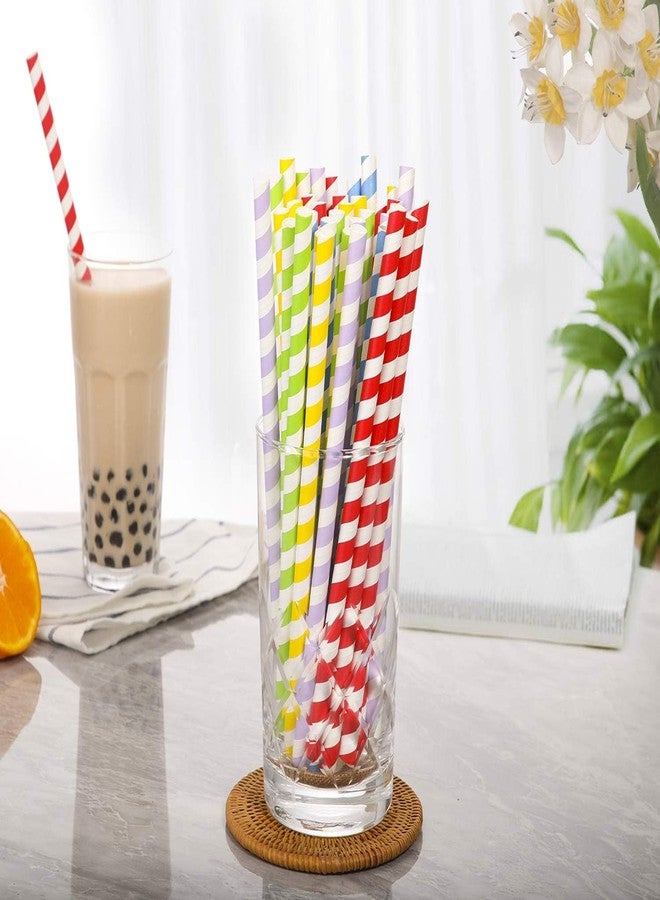 SKYWINS 6 Mm, 100 Pieces Multicolor Paper Straws for Cocktails, Cold Drinks, Juice, and Smoothies | Biodegradable, Eco-Friendly, Compostable, Non-Bendable (Wide) Disposable Drinking Straws - Image 5
