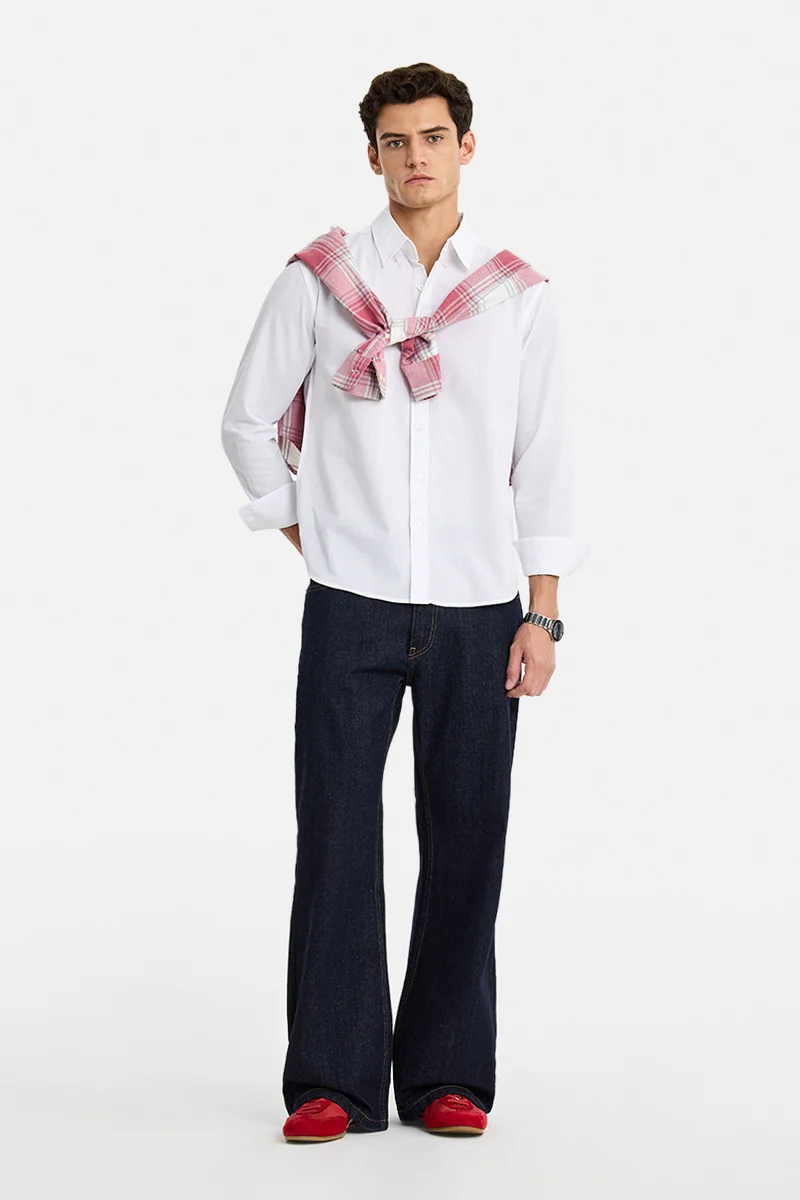 سنيتش Dark Blue Solid Flared Fit Casual Jeans