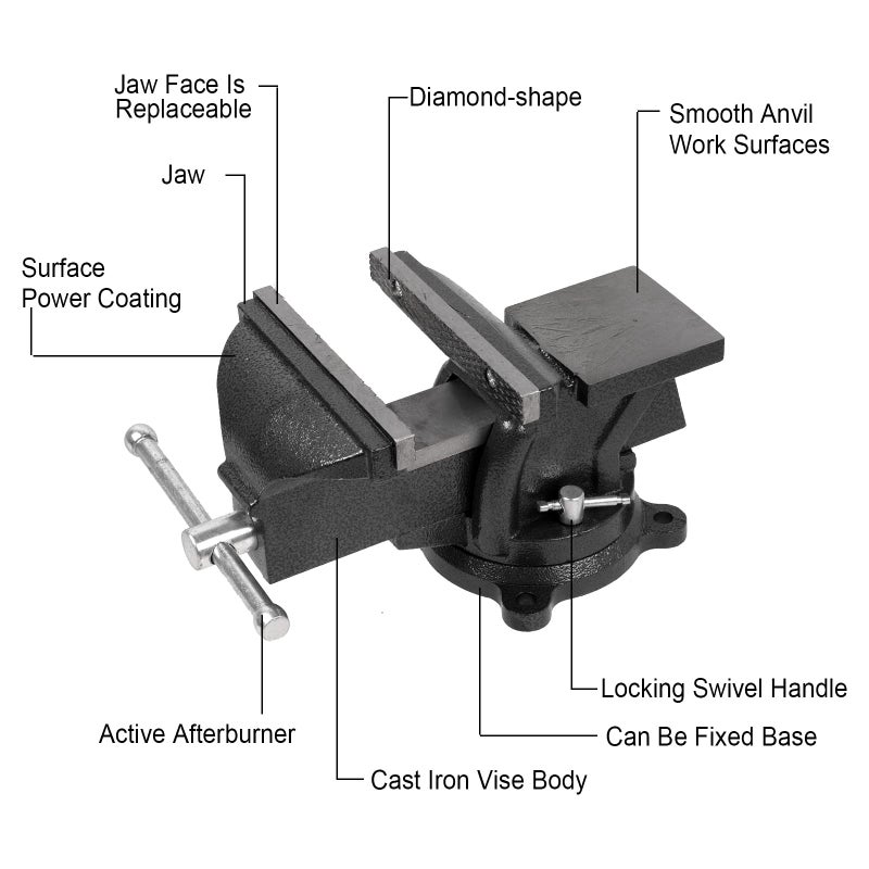 360°rotary vise with a clamping width of 50/6070/80mm. Bench vice for woodworking and cutting Fixed size 80mm - Image 2