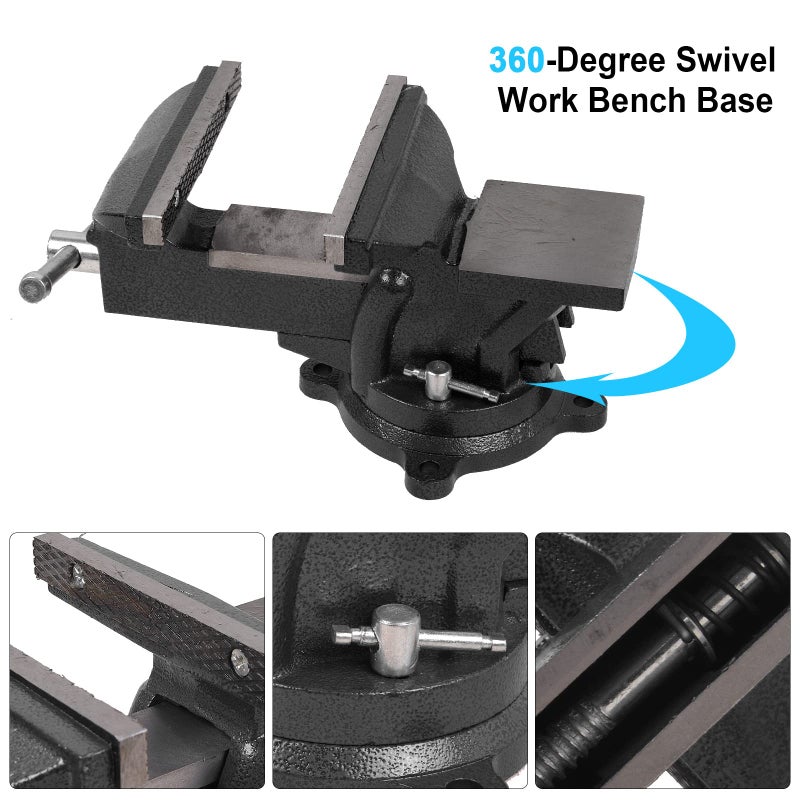 360°rotary vise with a clamping width of 50/6070/80mm. Bench vice for woodworking and cutting Fixed size 80mm - Image 4
