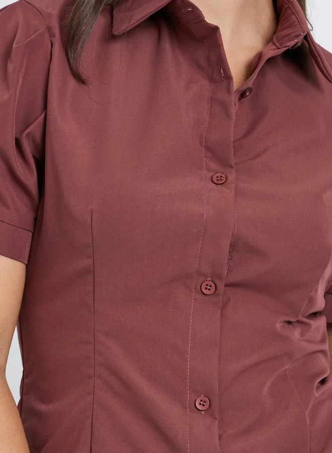 Styli Styli Spread Collar Puff Sleeve Buttoned Shirt