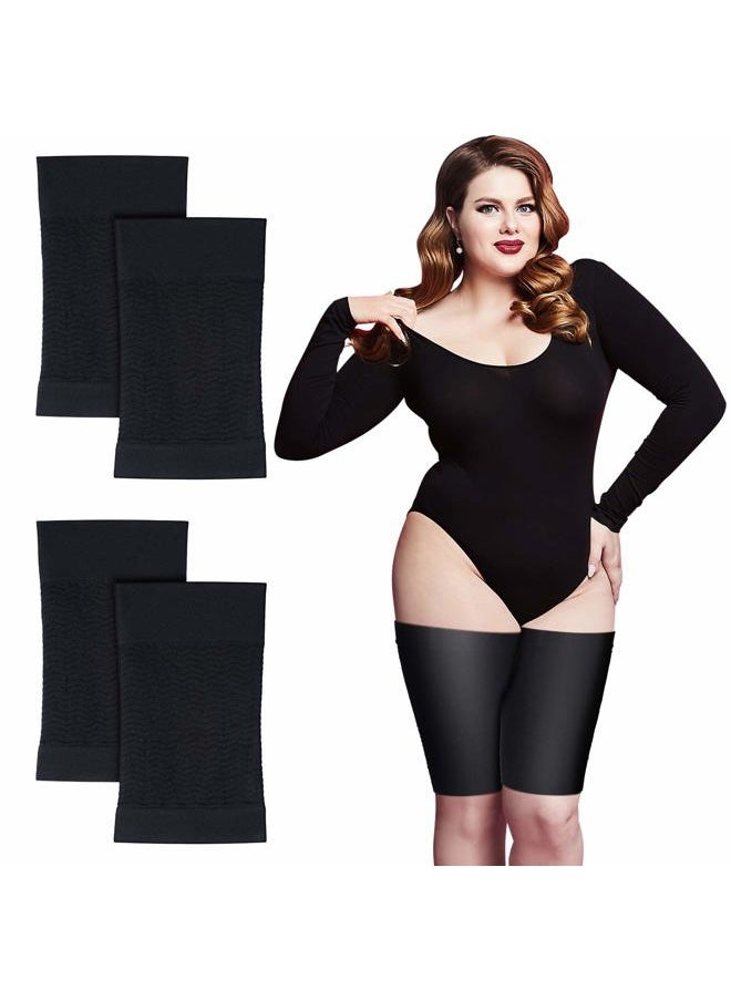 Geyoga 2 Pairs Thigh Wraps for Plus Size Women, Thigh Calf Compression Sleeve Upper Slimming Thigh Wraps for Flabby Thigh  - Image 1