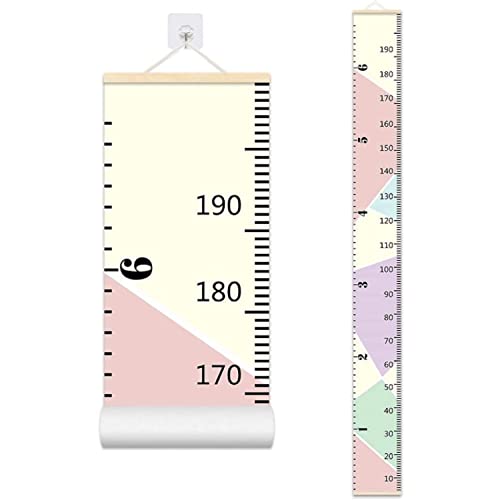 LoveNite Baby Growth Chart, Height Wall Chart for Kids, 79 x 7.9in Wooden Frame Canvas Measurement Hanging Ruler for Child’s Room Decoration (Pink) - Image 1