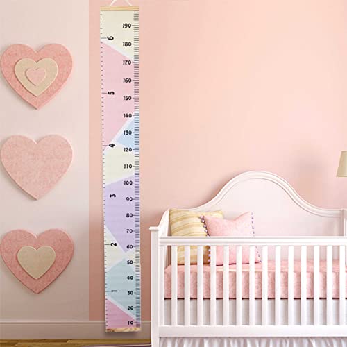 LoveNite Baby Growth Chart, Height Wall Chart for Kids, 79 x 7.9in Wooden Frame Canvas Measurement Hanging Ruler for Child’s Room Decoration (Pink) - Image 2