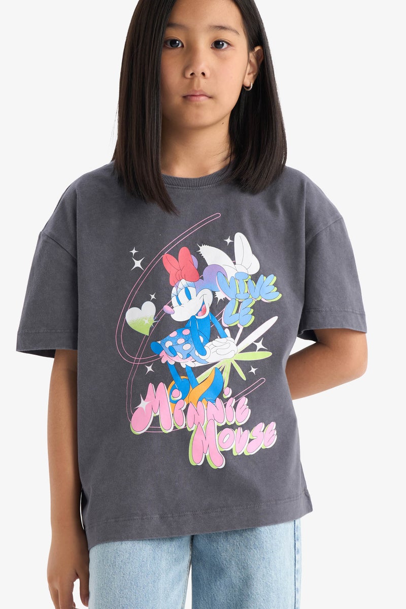 DeFacto Girl Oversize Fit Mickey & Minnie Licensed Short Sleeve T Shirt  - Image 1
