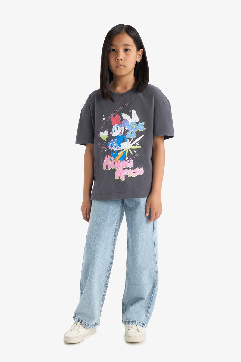 DeFacto Girl Oversize Fit Mickey & Minnie Licensed Short Sleeve T Shirt  - Image 4
