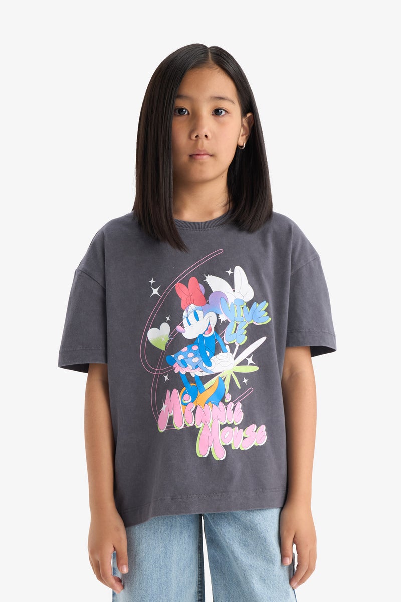 DeFacto Girl Oversize Fit Mickey & Minnie Licensed Short Sleeve T Shirt  - Image 2