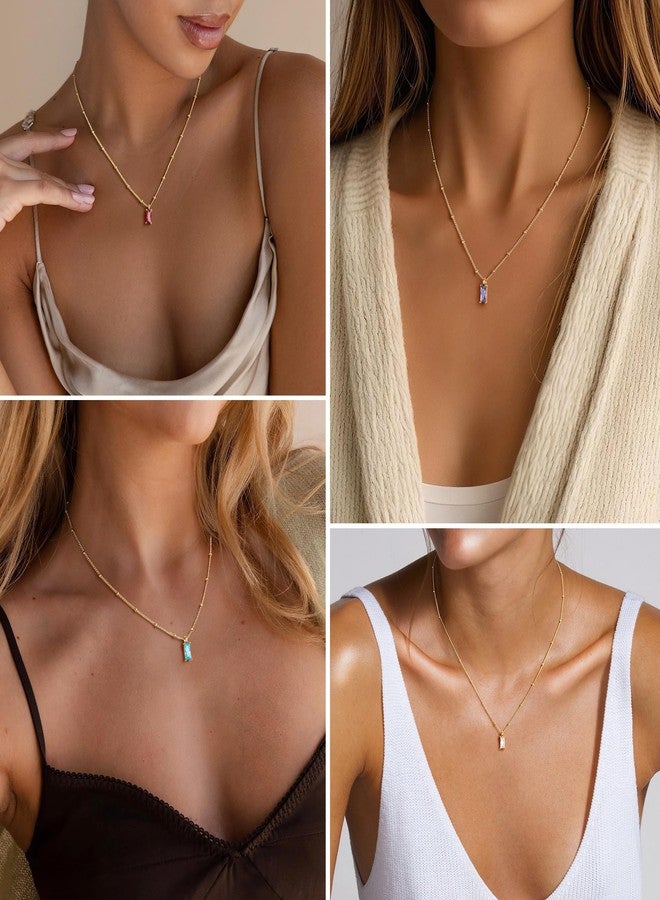 Yoosteel Tourmaline Birthstone Necklace for Women - Dainty October Pink Birthstone 14K Gold Plated Cubic Zirconia Pendant Necklaces Trendy Friendship Birthday Jewelry Gifts for Women - Image 4
