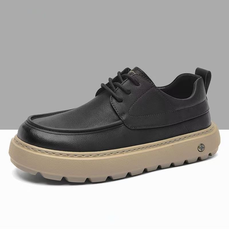 European Men'S Shoes Style 2025 Breathable Thick-Soled Height-Increasing Casual Shoes Trendy Versatile Leather Shoes For Men - Image 1