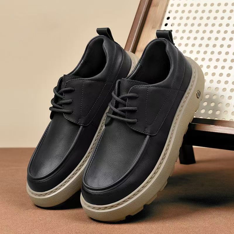 European Men'S Shoes Style 2025 Breathable Thick-Soled Height-Increasing Casual Shoes Trendy Versatile Leather Shoes For Men - Image 5