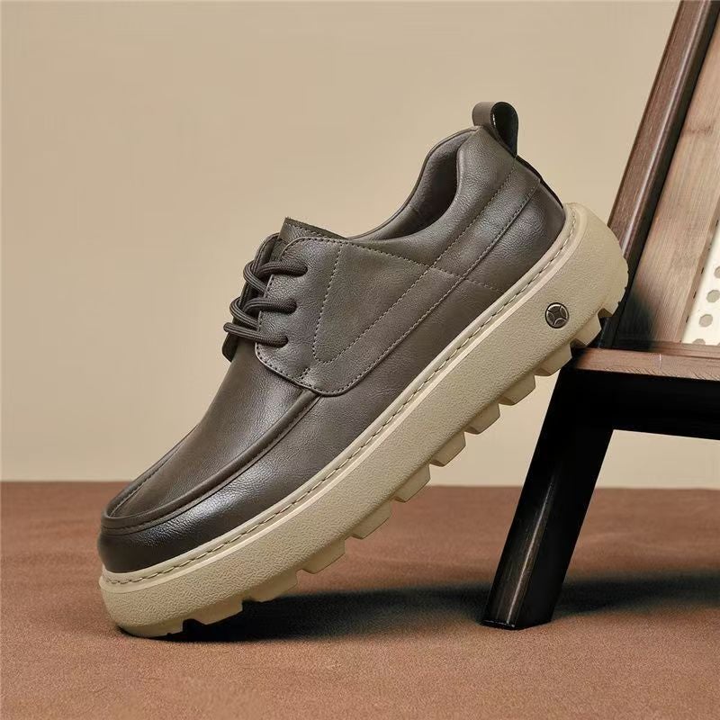 European Men'S Shoes Style 2025 Breathable Thick-Soled Height-Increasing Casual Shoes Trendy Versatile Leather Shoes For Men - Image 2