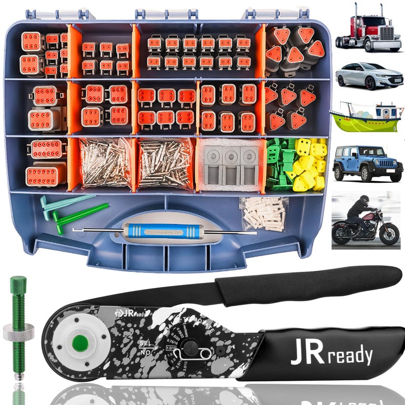 JRready DW500702 Deutsch Connector Kit DT 2 3 4 6 8 12 Pin Automotive Electrical Connectors Deutsch Crimping Tool 1222AWG with Size 16 Solid Contacts Connector Removal Tool Seal Plugs - Image 2