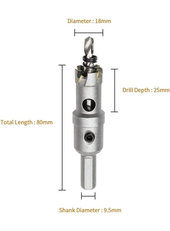 RNS TCT Hole Saw ECO 18 mm, TCT Metal Core Cutter with Pilot Drill, Arbor and Hex Key for Precision Steel, Sheet Metal and Industrial Drilling - Image 3