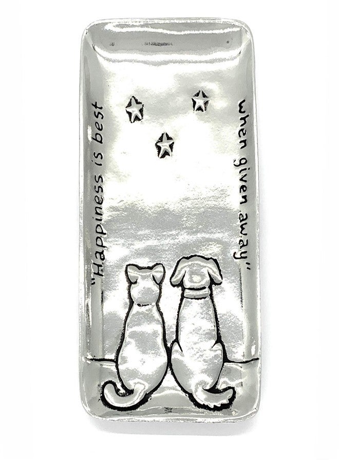 Basic Spirit Pewter Cat & Dog Small Tray Trinket Dish Ring Holder Gift Box - Image 1