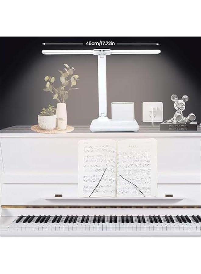 هوكور مصباح LED من لوك روزي، مصباح طاولة للكمبيوتر/سطح المكتب، قابل لاعادة الشحن، للعناية بالعين، تحكم باللمس مع منفذ شحن USB، مصباح طاولة بجانب السرير، للقراءة والدراسة والمكتب والاطفال (راس مزدوج مع حام - Image 4