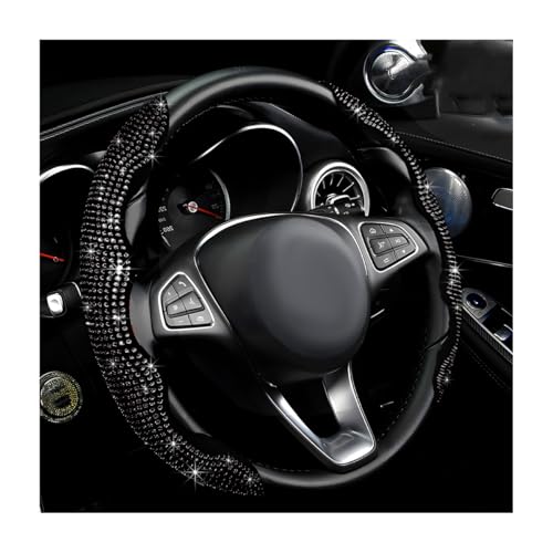 BWBWND 2 PCS Steering Wheel Cover Segmented Car Wheel Covers with Crystal Rhinestones NonSlip Protector Bling Sparkly Decoration for Most Steering Wheels Car Accessories Black - Image 1
