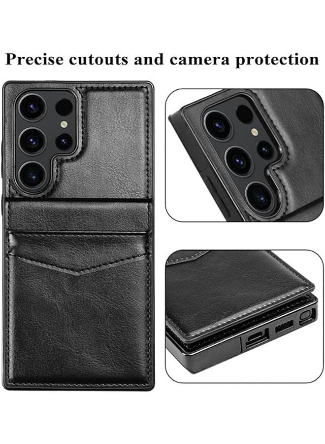 عام Samsung Galaxy S24 Ultra / S24 Plus / S24 حافظة الهاتف، غلاف هاتف جلدي فاخر خفيف الوزن بطبقتين، غلاف هاتف قابل للطي بقفل مغناطيسي مع حامل بطاقات لهاتف Samsung Galaxy S24 Ultra / S24 Plus / S24. - Image 3