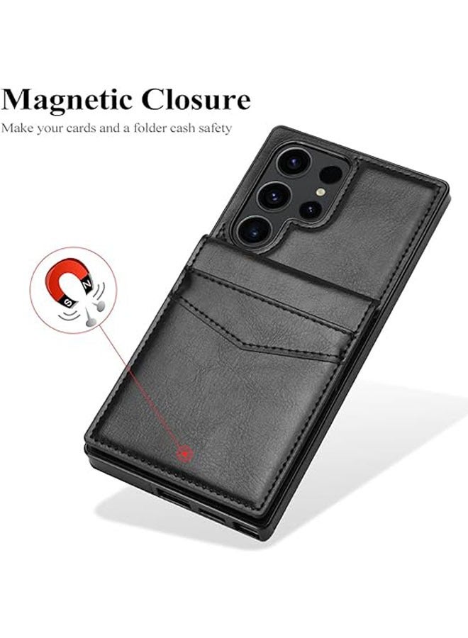 عام Samsung Galaxy S24 Ultra / S24 Plus / S24 حافظة الهاتف، غلاف هاتف جلدي فاخر خفيف الوزن بطبقتين، غلاف هاتف قابل للطي بقفل مغناطيسي مع حامل بطاقات لهاتف Samsung Galaxy S24 Ultra / S24 Plus / S24. - Image 4