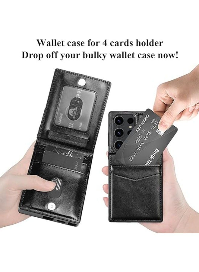 عام Samsung Galaxy S24 Ultra / S24 Plus / S24 حافظة الهاتف، غلاف هاتف جلدي فاخر خفيف الوزن بطبقتين، غلاف هاتف قابل للطي بقفل مغناطيسي مع حامل بطاقات لهاتف Samsung Galaxy S24 Ultra / S24 Plus / S24. - Image 2