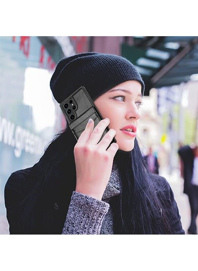 عام Samsung Galaxy S24 Ultra / S24 Plus / S24 حافظة الهاتف، غلاف هاتف جلدي فاخر خفيف الوزن بطبقتين، غلاف هاتف قابل للطي بقفل مغناطيسي مع حامل بطاقات لهاتف Samsung Galaxy S24 Ultra / S24 Plus / S24. - Image 5