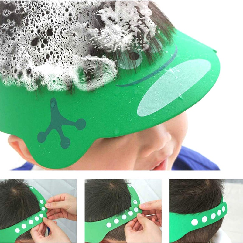 SUNTRADE Adjustable Visor Cartoon Shampoo Shower Bathing Protection Cap for Toddler, Baby, Kids, Children, Set of 3 - Image 2