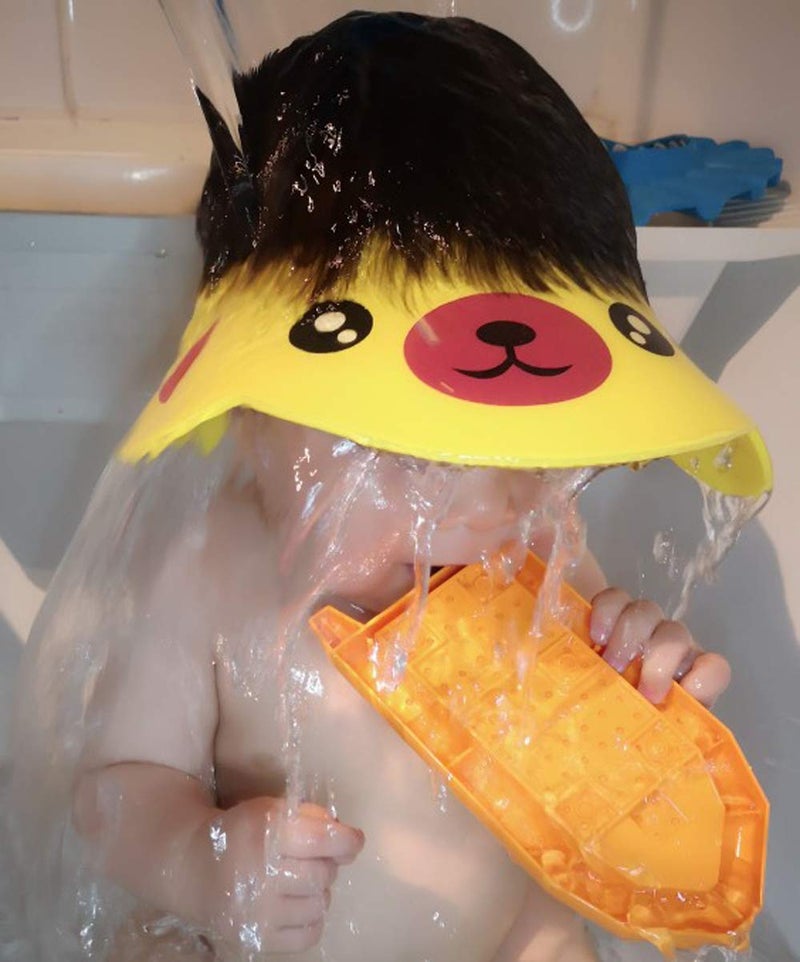 SUNTRADE Adjustable Visor Cartoon Shampoo Shower Bathing Protection Cap for Toddler, Baby, Kids, Children, Set of 3 - Image 4