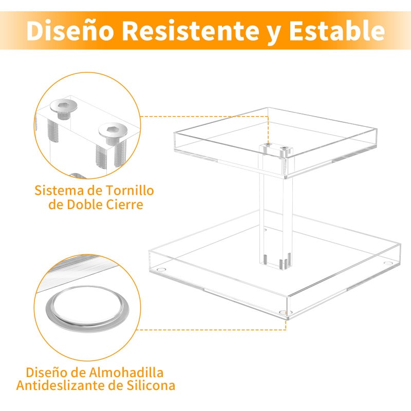 NIUBEE 2-Tier Acrylic Bathroom Cosmetic Storage Organizer for Dresser and Countertop - Standing Perfume Tray for Bedroom Decor - Image 3