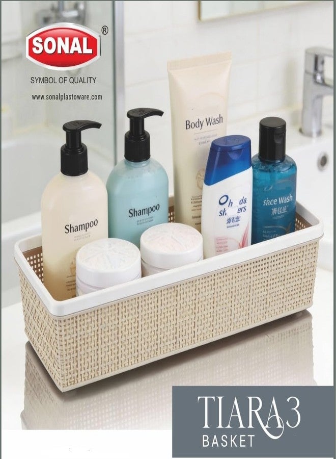 Sonal - Tiera-3 Plastic Storage Basket (3 Pcs) | Size : 32.5×12.5×7.2 cm | Durable Virgin Plastic | Multi-Purpose Organizer for Kitchen, Bathroom & Office (Tiera 3-Large (3 Pcs)) - Image 4