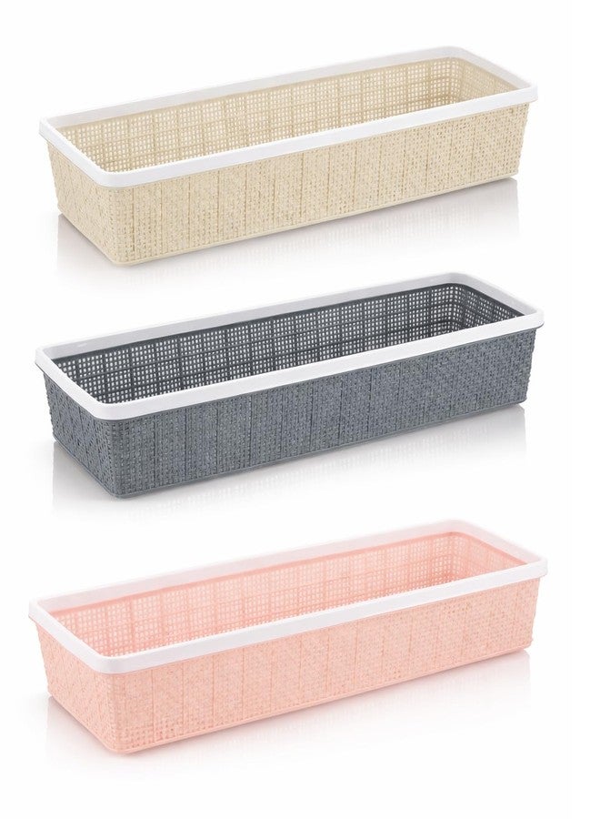 Sonal - Tiera-3 Plastic Storage Basket (3 Pcs) | Size : 32.5×12.5×7.2 cm | Durable Virgin Plastic | Multi-Purpose Organizer for Kitchen, Bathroom & Office (Tiera 3-Large (3 Pcs)) - Image 3