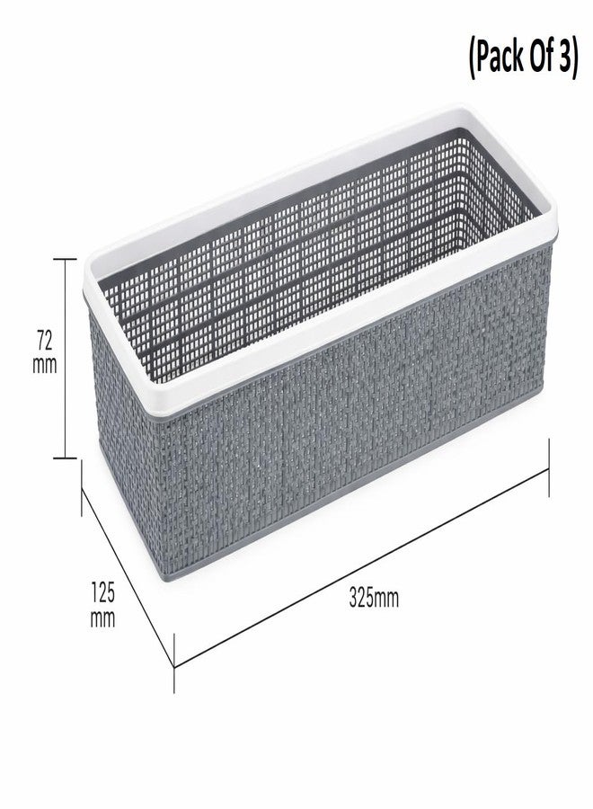 Sonal - Tiera-3 Plastic Storage Basket (3 Pcs) | Size : 32.5×12.5×7.2 cm | Durable Virgin Plastic | Multi-Purpose Organizer for Kitchen, Bathroom & Office (Tiera 3-Large (3 Pcs)) - Image 2