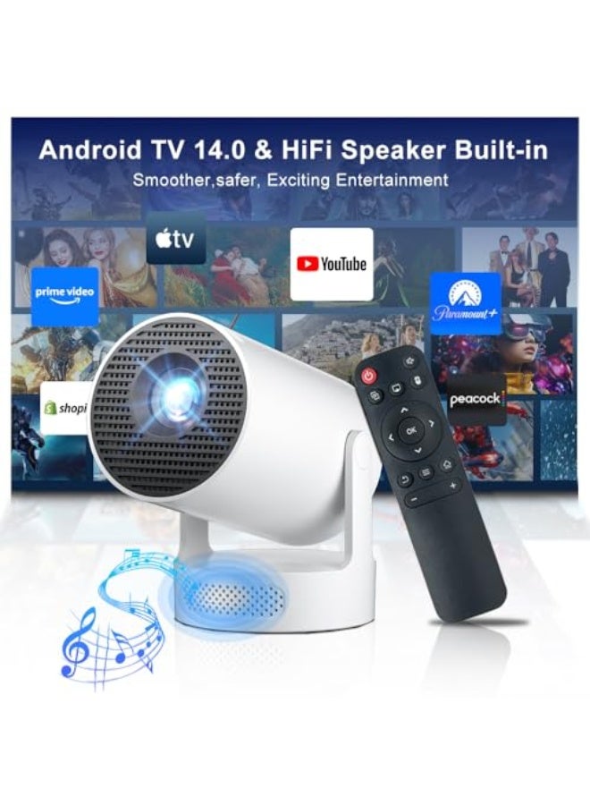 2026 Upgraded Mini Smart Projector With 5W HIFI Speaker,Android 14.0 Built-in Apps,15000Lumens,WiFi6 and Bluetooth5.4, Compact Outdoor 4K Projector & Home Video Projector Support 8K 1080P - Image 3