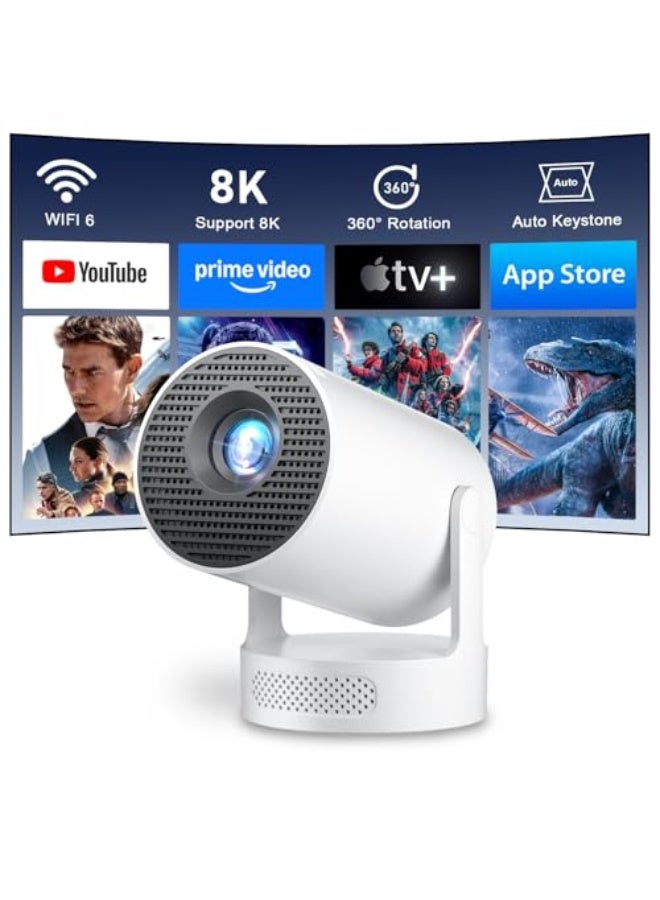 2026 Upgraded Mini Smart Projector With 5W HIFI Speaker,Android 14.0 Built-in Apps,15000Lumens,WiFi6 and Bluetooth5.4, Compact Outdoor 4K Projector & Home Video Projector Support 8K 1080P - Image 1