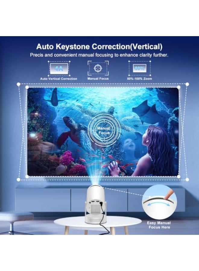2026 Upgraded Mini Smart Projector With 5W HIFI Speaker,Android 14.0 Built-in Apps,15000Lumens,WiFi6 and Bluetooth5.4, Compact Outdoor 4K Projector & Home Video Projector Support 8K 1080P - Image 4