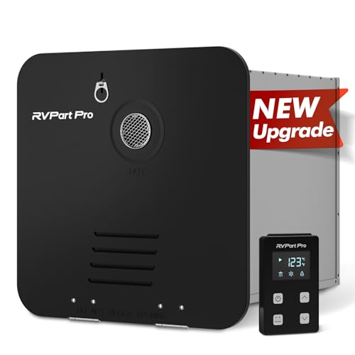 RVPart Pro RV Tankless Water Heater 60,000 BTU, Propane-Powered, with 15"×15"Black Door and Remote Control, 12V DC, Compatible with All RVs - Image 1